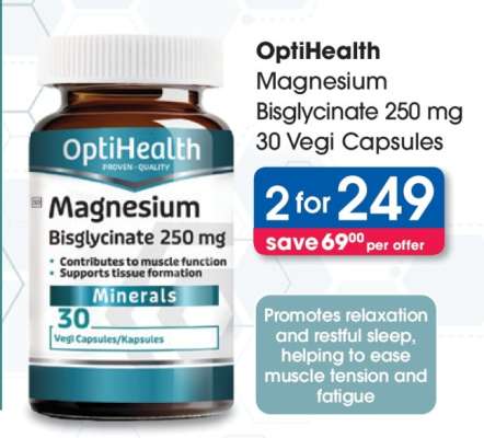 OptiHealth Magnesium Bisglycinate 250 mg 30 Vegi Capsules