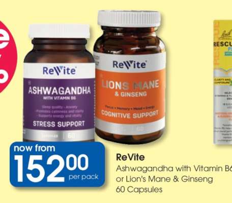 ReVite Ashwagandha with Vitamin B6 or Lion's Mane & Ginseng
