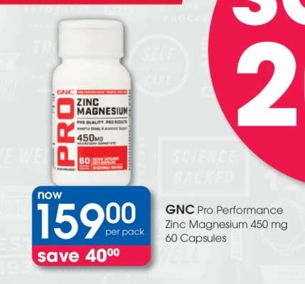 GNC Pro Performance Zinc Magnesium 450 mg 60 Capsules
