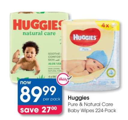 Huggies Pure & Natural Care Baby Wipes 224-Pack