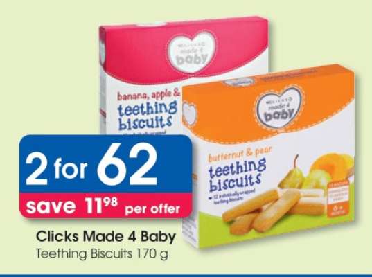 Clicks Made 4 Baby Teething Biscuits 170 g