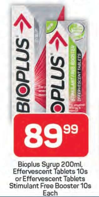 Bioplus Syrup 200ml, Effervescent Tablets 10s or Effervescent Tablets Stimulant Free Booster 10s