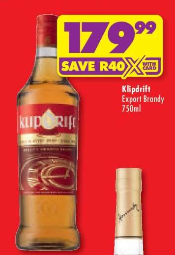 KLIPDRIFT EXPORT BRANDY 750ml