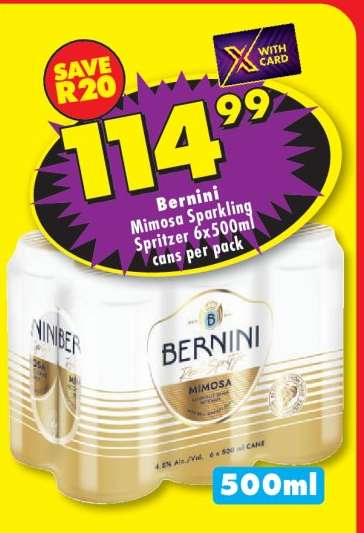 Bernini Mimosa Sparkling Spritzer 6x500ml cans per pack