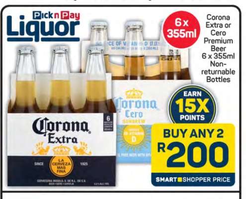 Corona Extra or Cero Premium Beer 6 x 355ml