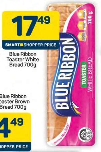 BLUE RIBBON TOASTER WHITE BREAD 700g