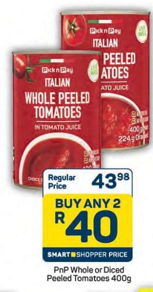 PnP Whole or Diced Peeled Tomatoes 400g