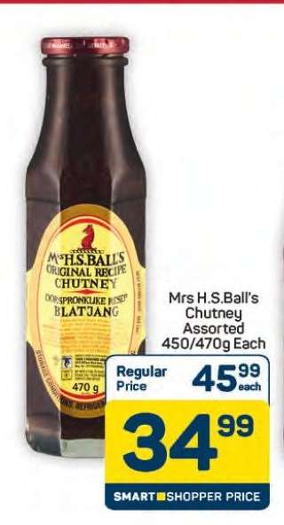 Mrs H.S.Ball's Chutney Assorted 450/470g Each