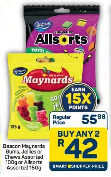 Beacon Maynards Gums, Jellies or Chews Assorted 100g or Allsorts Assorted 150g