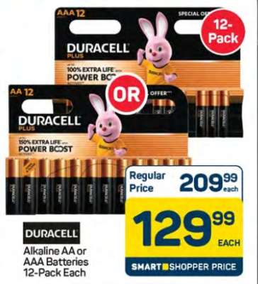 Duracell Alkaline AA or AAA Batteries 12-Pack Each