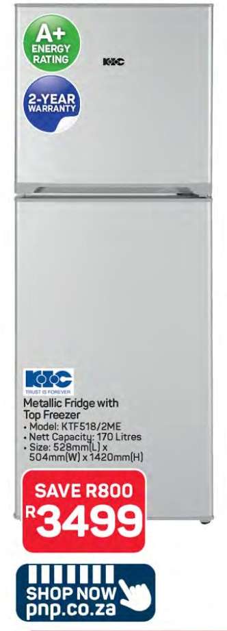 Metallic Fridge with Top Freezer