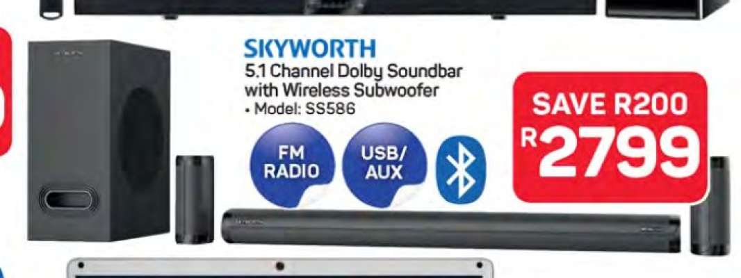 SKYWORTH 5.1 Channel Dolby Soundbar with Wireless Subwoofer