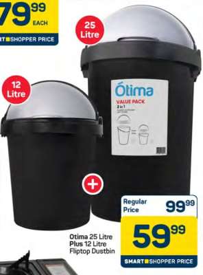 Otima 25 Litre Plus 12 Litre Fliptop Dustbin