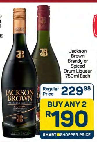 Jackson Brown Brandy or Spiced Drum Liqueur 750ml Each