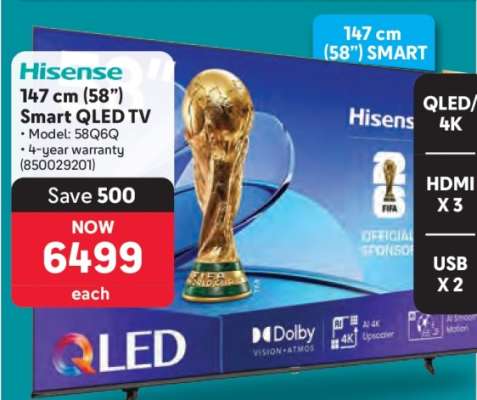 Hisense 147 cm (58") Smart QLED TV