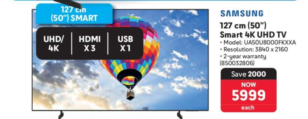 SAMSUNG 127 cm (50”) Smart 4K UHD TV