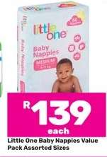 Little One Baby Nappies Value Pack Assorted Sizes
