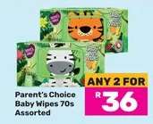 Parent's Choice Baby Wipes 70s Assorted