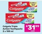 Colgate Triple Action Toothpaste 2 x 100 ml