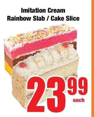 Imitation Cream Rainbow Slab / Cake Slice