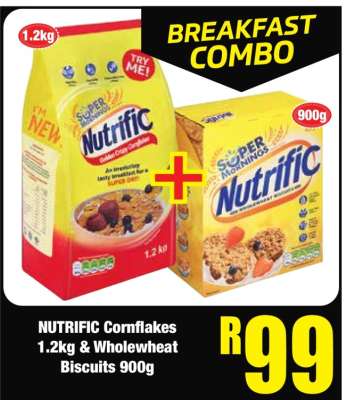 NUTRIFIC Cornflakes 1.2kg & Wholewheat Biscuits 900g