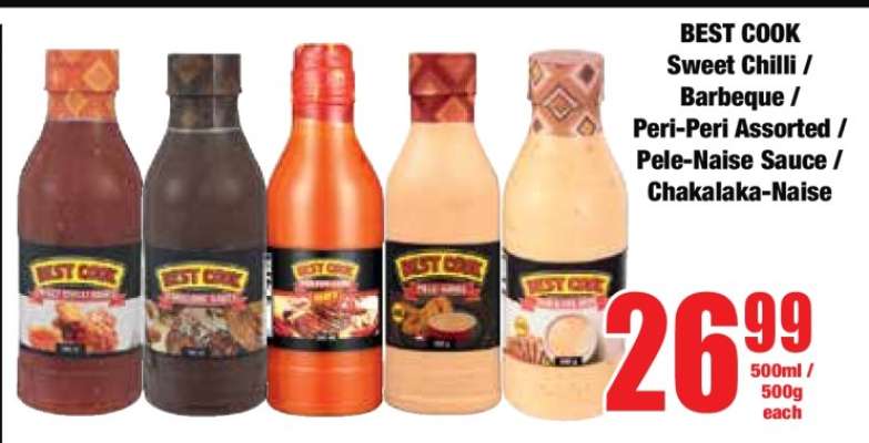 BEST COOK Sweet Chilli / Barbeque / Peri-Peri Assorted / Pele-Naise Sauce / Chakalaka-Naise