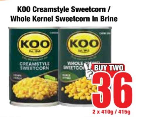 KOO Creamstyle Sweetcorn / Whole Kernel Sweetcorn In Brine