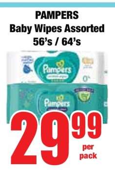 PAMPERS Baby Wipes Assorted 56's / 64's