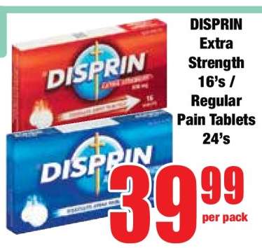 DISPRIN Extra Strength 16's / Regular Pain Tablets 24's