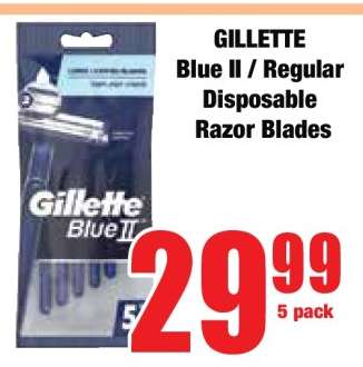 GILLETTE Blue II / Regular Disposable Razor Blades