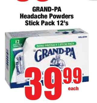 GRAND-PA Headache Powders Stick Pack 12's