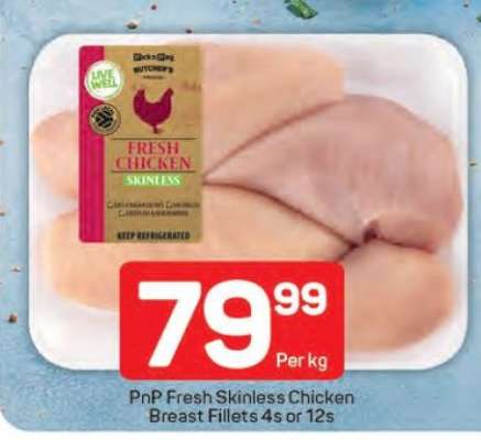 PnP Fresh Skinless Chicken Breast Fillets 4s or 12s