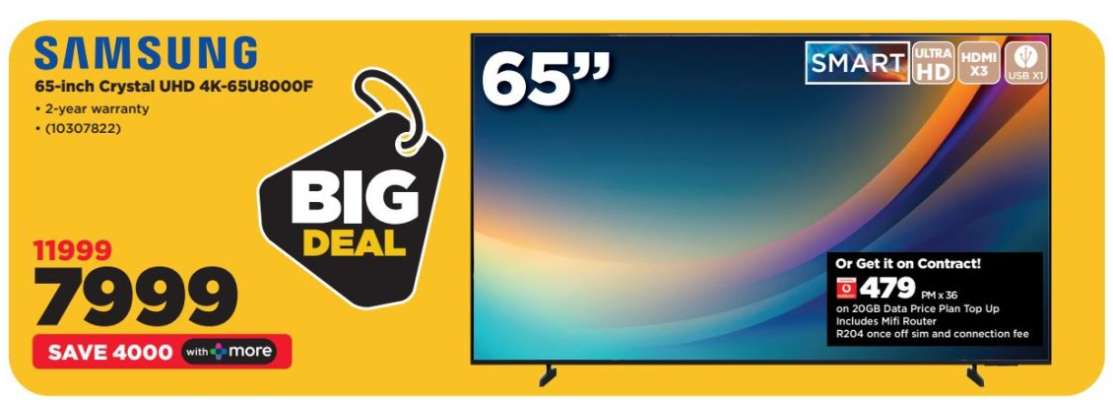 SAMSUNG 65-Inch Crystal UHD 4K-65U8000F