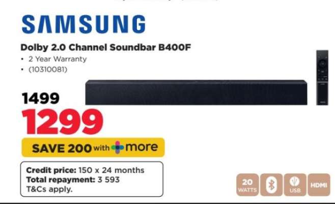 Samsung Dolby 2.0 Channel Soundbar B400F