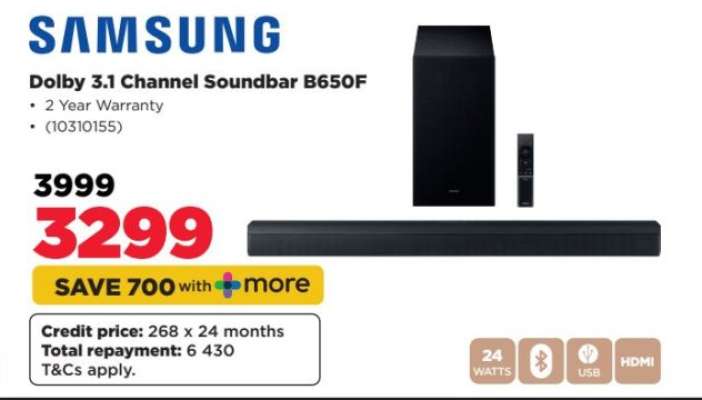 Samsung Dolby 3.1 Channel Soundbar B650F