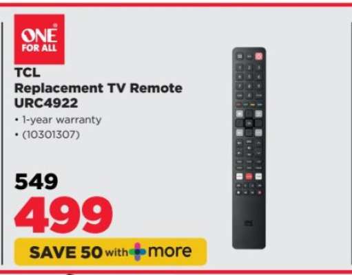 TCL Replacement TV Remote URC4922