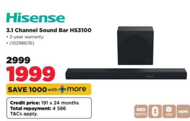 Hisense 3.1 Channel Sound Bar HS3100