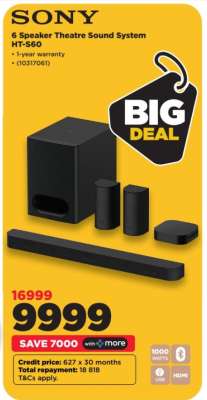 Sony 6 Speaker Theatre Sound System HT-S60