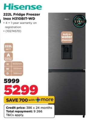 Hisense 222L Fridge Freezer Inox H310BIT-WD