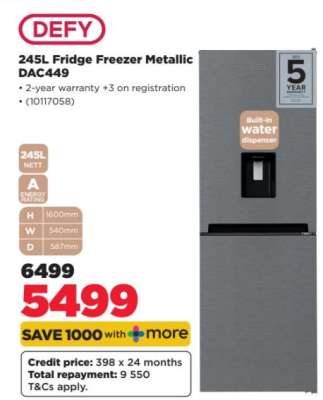 DEFY 245L Fridge Freezer Metallic DAC449