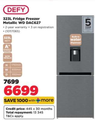 DEFY 323L Fridge Freezer Metallic WD DAC627