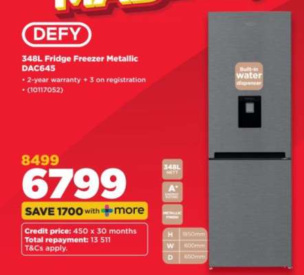 DEFY 348L Fridge Freezer Metallic DAC645