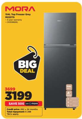 MORA 154L TOP FREEZER GREY M225TG