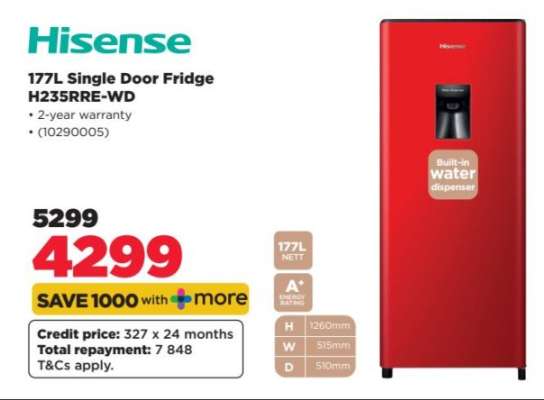 Hisense 177L Single Door Fridge H235RRE-WD