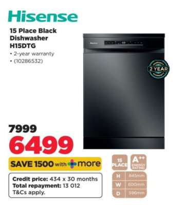 Hisense 15 Place Black Dishwasher H15DTG