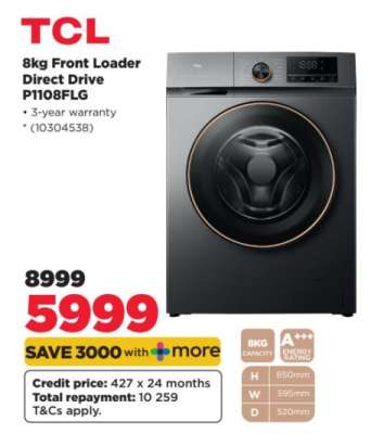 TCL 8kg Front Loader Direct Drive P1108FLG