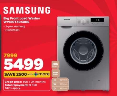 Samsung 8kg Front Load Washer WW80T3040BS