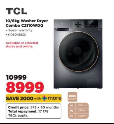 TCL 10/6kg Washer Dryer Combo C2110WDG