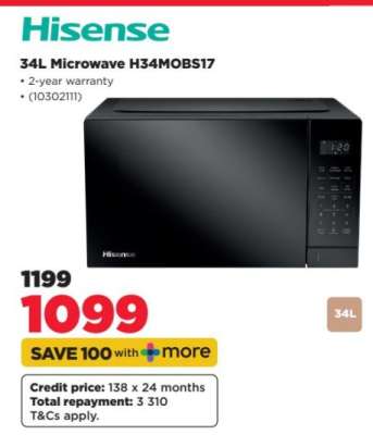 Hisense 34L Microwave H34MOBS17