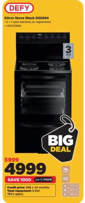 DEFY 60Cm Stove Black DSS694